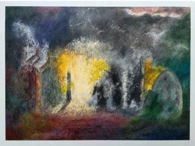 Hunger by Terry Coombes, original colour pencil drawing, Lyrical Abstraction, UKCPS 25th Anniversary Exhibition